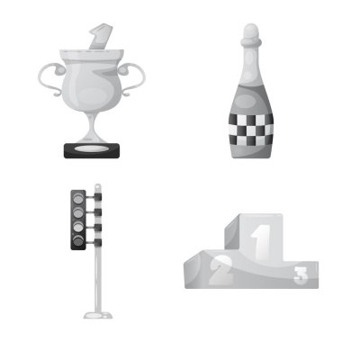 Araba ve ralli simge vektör Illustration. Araba ve yarış hisse senedi simgesi web için kümesi.