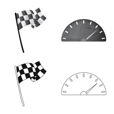 Araba ve ralli sembolü yalıtılmış nesne. Hisse senedi için araba ve yarış vektör simge kümesi.
