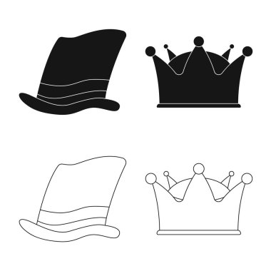 Şapkalar ve kap logosu yalıtılmış nesne. Şapkalar ve aksesuar hisse senedi vektör çizim koleksiyonu.