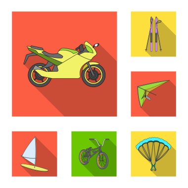 Aşırı spor set koleksiyonu tasarım için düz simgeler. Spor çeşitleri simge stok web illüstrasyon vektör.