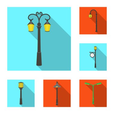 Lamba set koleksiyonu tasarım için düz simgeler sonrası. Fener ve vektör simge stok web çizim ışık.