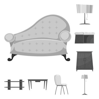 İzole işareti mobilya ve daire nesne. Mobilya ve ev hisse senedi simgesi web için set.