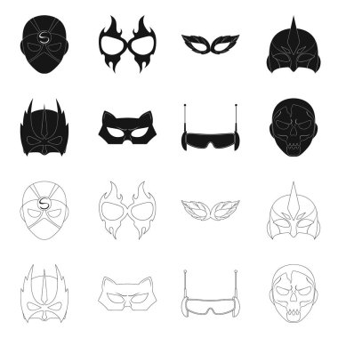 Kahraman ve maske simgesinin yalıtılmış nesne. Web için kahraman ve süper kahraman hisse senedi simgesi kümesi.