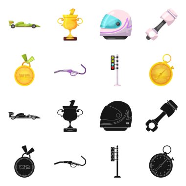 Bir araba ve ralli işaret illüstrasyon vektör. Araba ve yarış vektör simgesini hissenin topluluğu.