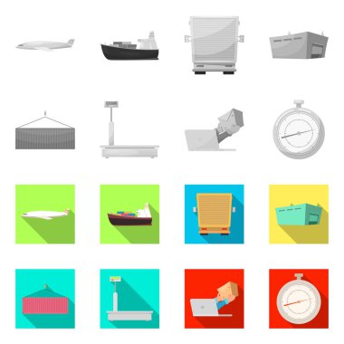 Yalıtılmış nesne mal ve kargo simgesi. Ürünler ve hisse senedi için ambar vektör simge kümesi.