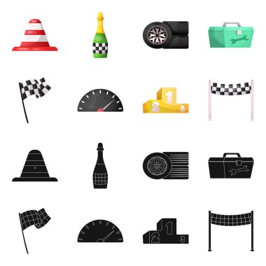 Araba ve ralli simge vektör tasarımı. Araba ve yarış vektör simgesini hissenin topluluğu.