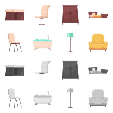 Mobilya ve daire işareti vektör tasarımı. Mobilya ve ev hisse senedi simgesi için web topluluğu.