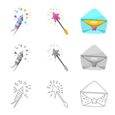 Parti ve Doğum günü simge vektör Illustration. Web için kutlama ve parti hisse senedi simgesi kümesi.