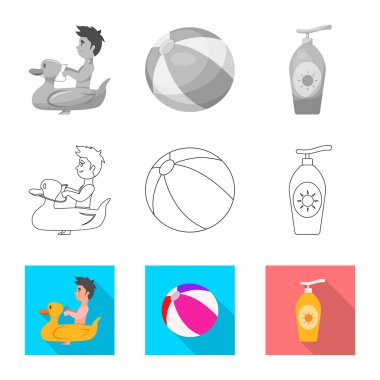 Yalıtılmış nesne havuzu ve yüzme işareti. Havuzu ve etkinlik hisse senedi vektör çizim seti.