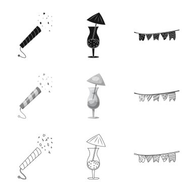 Parti ve Doğum günü logo vektör Illustration. Hisse senedi için kutlama ve parti vektör simge kümesi.