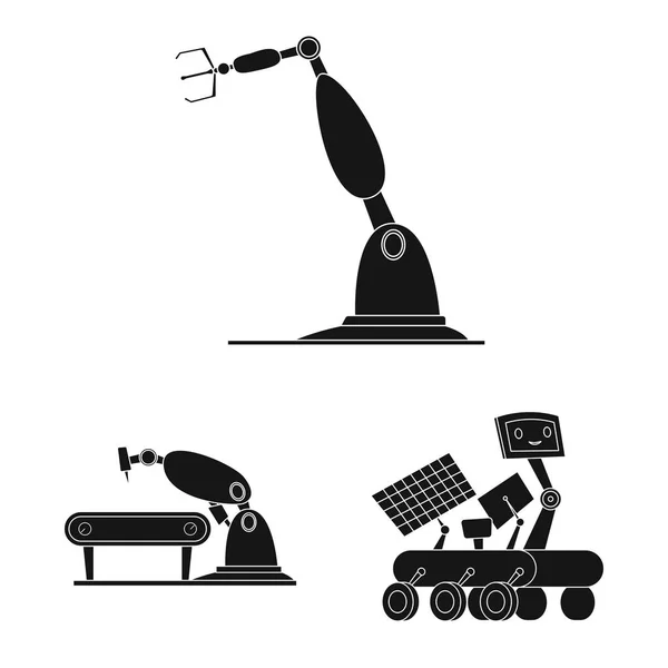 Ilustración vectorial de robot e icono de fábrica. Conjunto de robot y símbolo de stock espacial para web . — Vector de stock