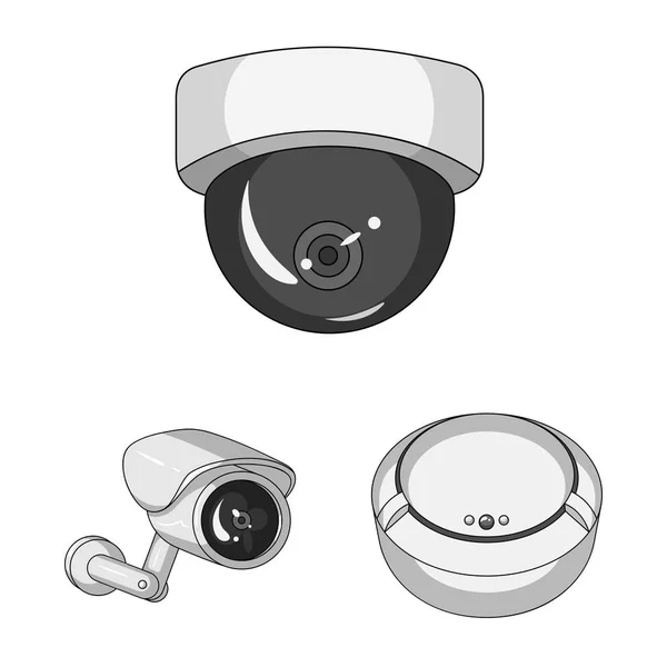 Geïsoleerde object van cctv en camera teken. Collectie van cctv en systeem aandelensymbool voor web. — Stockvector