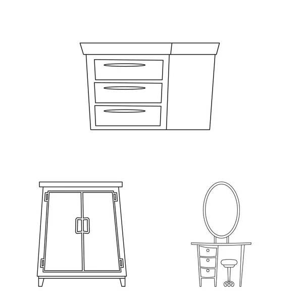 Isolierte Möbelstück und Wohnung Symbol. Set von Möbeln und Home Stock Symbol für das Web. — Stockvektor