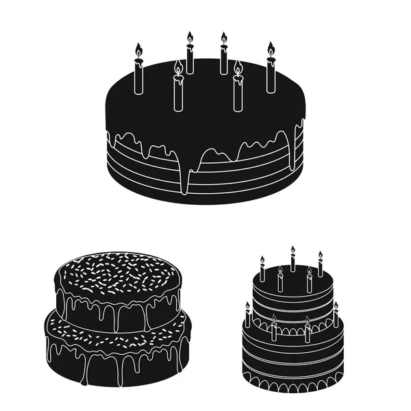 Kuchen Und Dessert Schwarze Symbole Set Kollektion Für Design Urlaub — Stockvektor