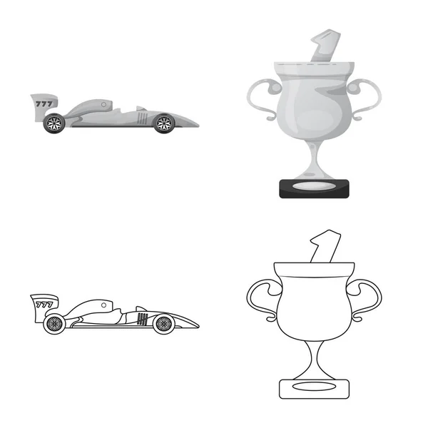 Geïsoleerde object van auto en rally pictogram. Set van auto en race voorraad vectorillustratie. — Stockvector