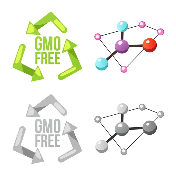 Diseño vectorial del logotipo genético y vegetal. Conjunto de ilustración de vector de stock genético y biotecnológico . — Vector de stock