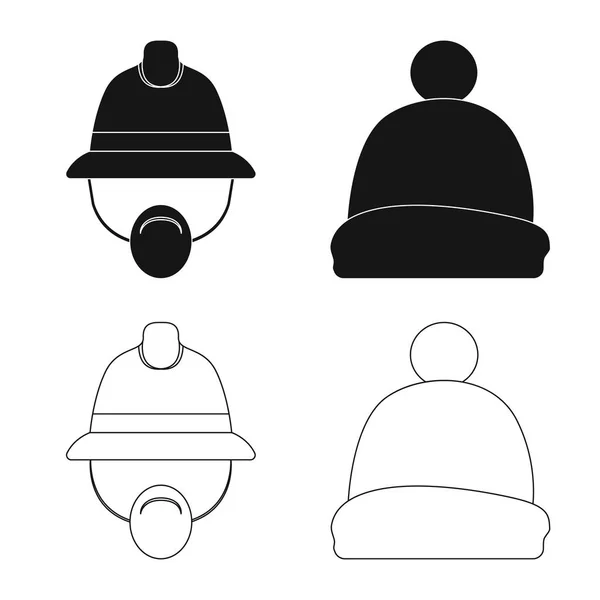 Vektorillustration von Kopfbedeckung und Mützensymbol. Kollektion von Kopfbedeckungen und Accessoire-Vektor-Symbol für Aktien. — Stockvektor