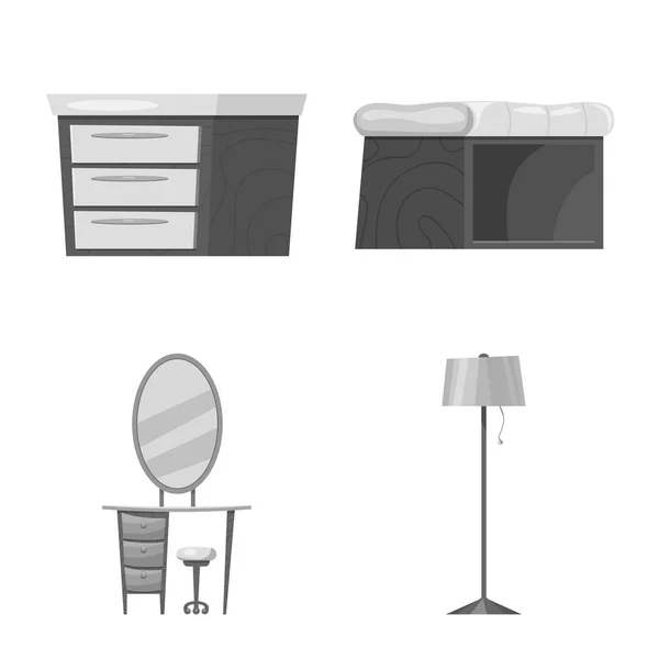 Vektor Illustration von Möbeln und Wohnung Symbol. Sammlung von Möbeln und Home Vektor Icon für Lager. — Stockvektor
