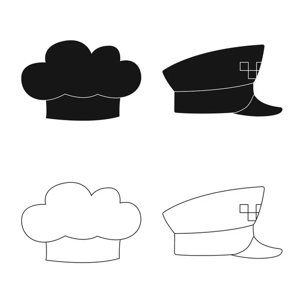 Εικονογράφηση διάνυσμα καπέλα και καπάκι λογότυπο. Συλλογή από καπέλα και αξεσουάρ διάνυσμα εικονίδιο για το Χρηματιστήριο. — Διανυσματικό Αρχείο