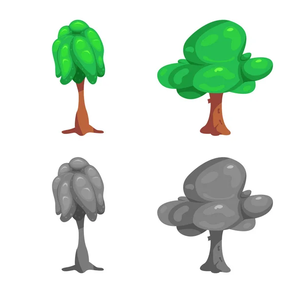 Projeto vetorial de árvore e símbolo da natureza. Conjunto de árvore e coroa estoque vetor ilustração . — Vetor de Stock