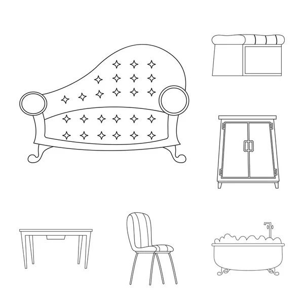 가구와 아파트 아이콘의 고립 된 개체입니다. 가구 및 홈 주식 벡터 일러스트 레이 션의 컬렉션. — 스톡 벡터