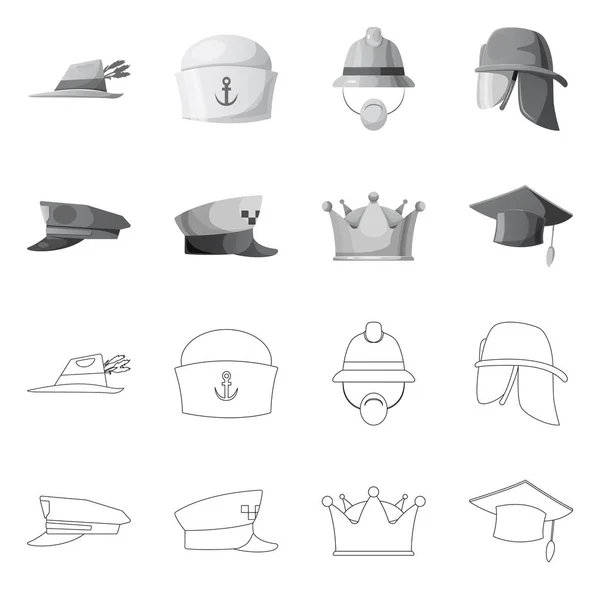 Isolated Object Headwear Cap Icon Collection Headwear Accessory Stock Vector — Stock Vector