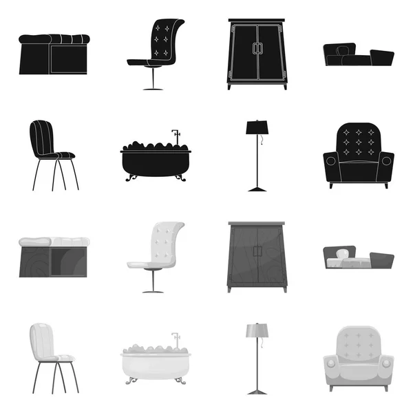 Objeto aislado de muebles e icono del apartamento. Colección de muebles y casa símbolo de stock para la web . — Vector de stock