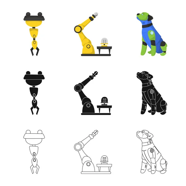 Objet isolé de robot et signe d'usine. Ensemble de robot et symbole de stock spatial pour le web . — Image vectorielle