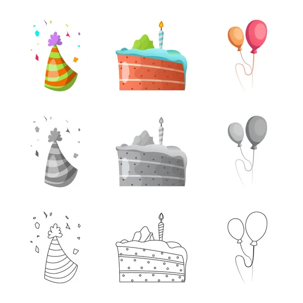 Vector Illustration Party Birthday Logo Set Party Celebration Stock Vector — Stock Vector