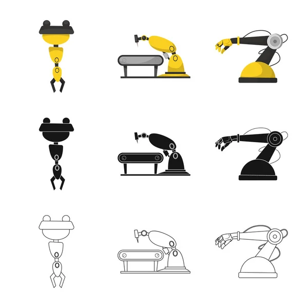 Векторная иллюстрация робота и заводского символа. Коллекция иконки робота и космического вектора для склада . — стоковый вектор