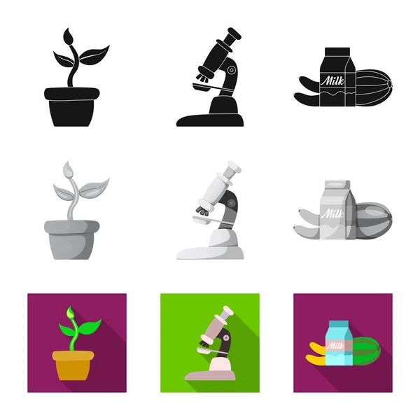 Vektor ilustrasi ikon genetik dan tanaman. Set dari genetik dan bioteknologi vektor saham ilustrasi . - Stok Vektor