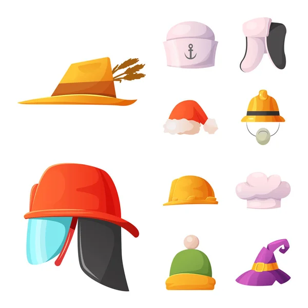 Ilustração vetorial de headwear e ícone de boné. Coleção de headwear e símbolo de estoque acessório para web . — Vetor de Stock