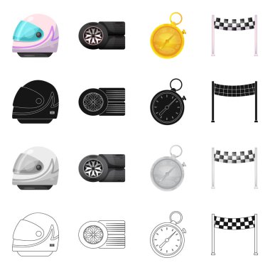 Araba ve ralli logosu yalıtılmış nesne. Araba ve yarış vektör simgesini hissenin topluluğu.