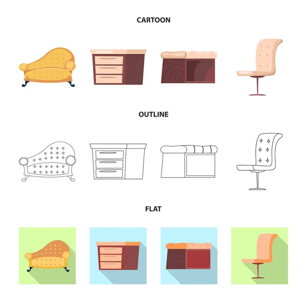 Vektor-Design von Möbeln und Wohnungslogo. Set von Möbeln und Home Vektor Icon für Lager. — Stockvektor