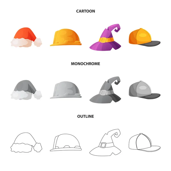 Design vetorial de headwear e ícone de boné. Coleção de headwear e símbolo de estoque acessório para web . —  Vetores de Stock