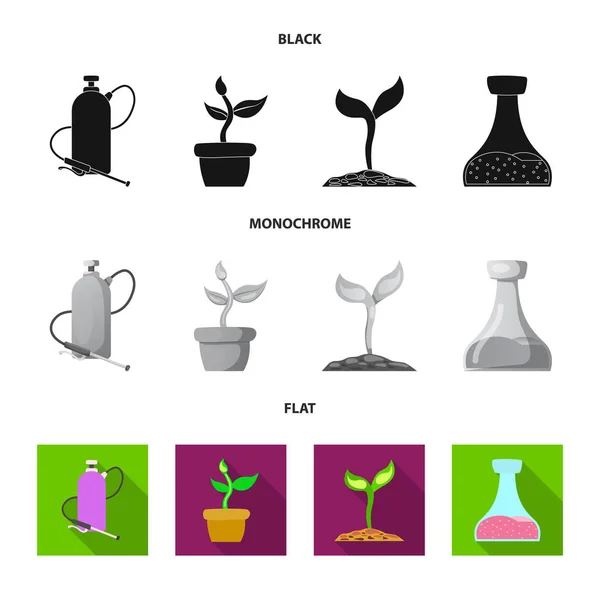 Diseño vectorial del símbolo genético y vegetal. Conjunto de ilustración de vector de stock genético y biotecnológico . — Vector de stock