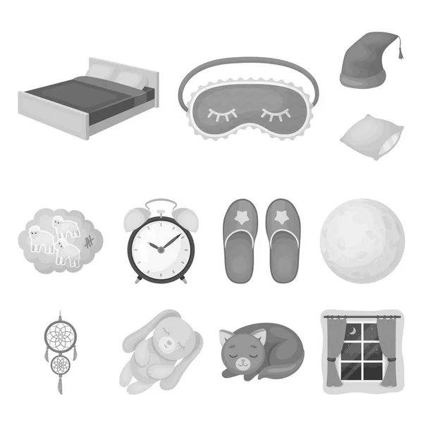Rest Sleep Monochrome Icons Set Collection Design Accessories Comfort Vector — Stock Vector