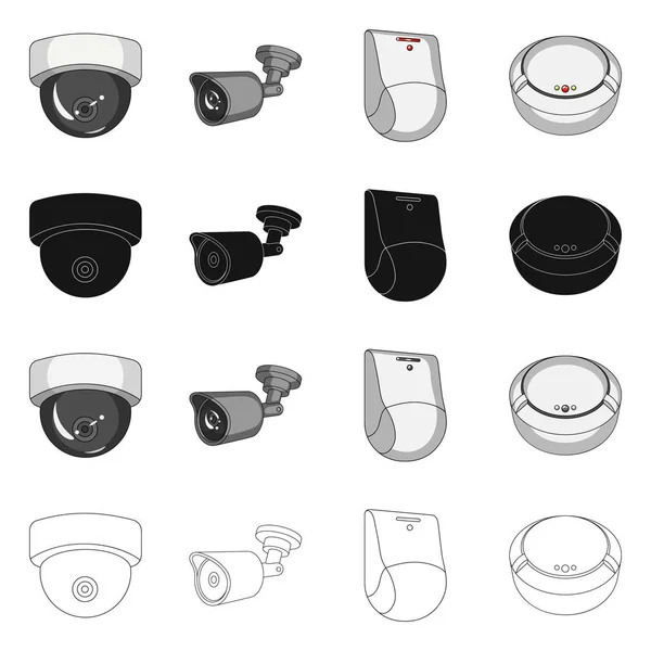 Geïsoleerde object van cctv en camera symbool. Aantal cctv en systeem vector pictogram voor voorraad. — Stockvector