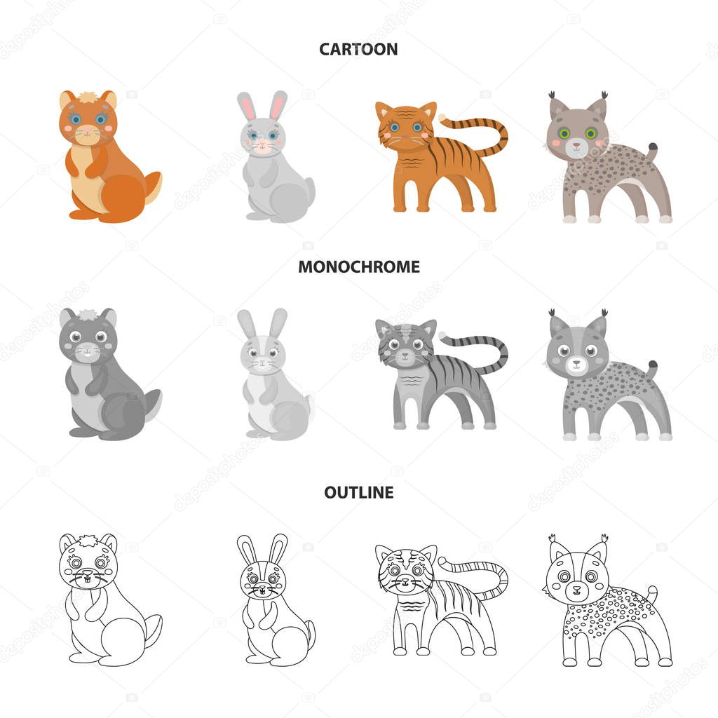 Animals, domestic, wild and other web icon in cartoon,outline,monochrome style. Zoo, toys, children, icons in set collection.