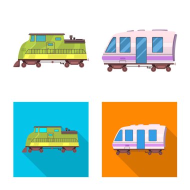 Tren ve istasyon logo vektör tasarımı. Hisse senedi için tren ve bilet vektör simge topluluğu.