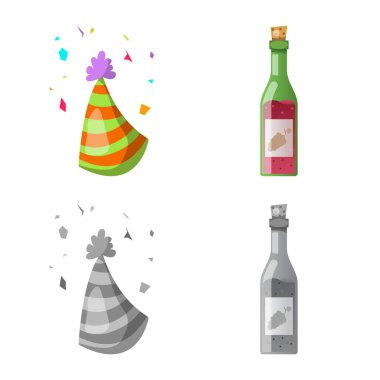 Parti ve Doğum günü logosu yalıtılmış nesne. Web için kutlama ve parti hisse senedi simgesi kümesi.