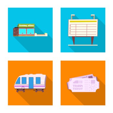 Tren ve İstasyonu simge vektör Illustration. Tren ve bilet hisse senedi simgesi için web topluluğu.