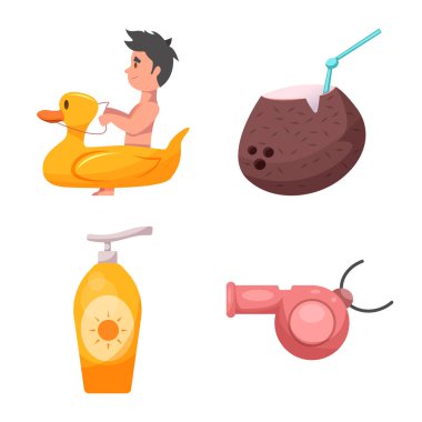 Yalıtılmış nesne havuzu ve yüzme sembolü. Hisse senedi için havuz ve etkinlik vektör simge topluluğu.