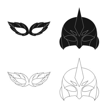Kahraman ve maske simgesinin vektör resmi. Kahraman kümesi ve hisse senedi için süper kahraman vektör simgesi.