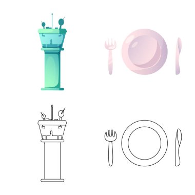 Havaalanı ve uçak logo yalıtılmış nesne. Web için Havaalanı ve uçak hisse senedi simgesi kümesi.