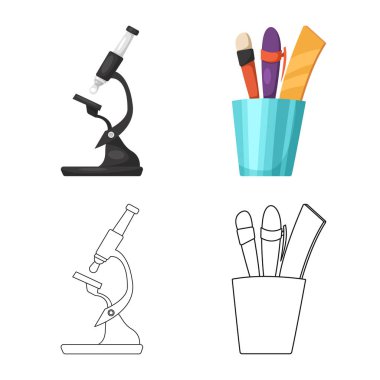 Eğitim ve öğrenme sembolü izole nesne. Eğitim ve hisse senedi için okul vektör simge kümesi.