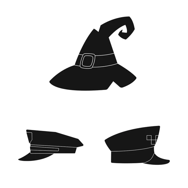 Objeto aislado de la cabeza y el símbolo de la tapa. Conjunto de sombreros y accesorio icono de vector para stock . — Vector de stock