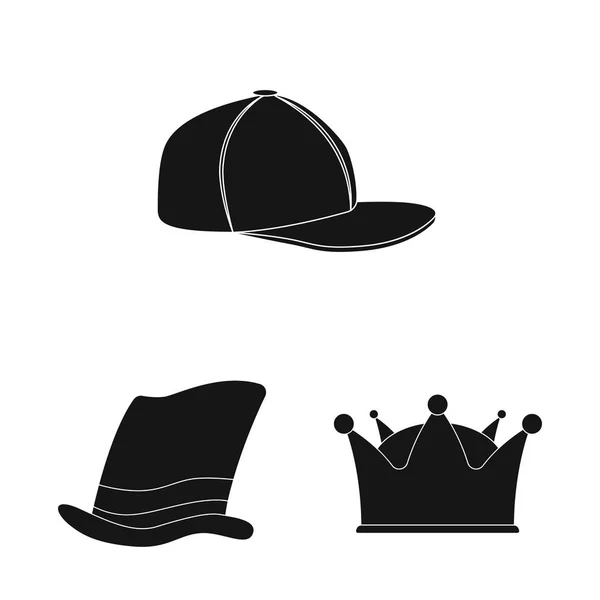 Vektorová design ikony klobouky a čepice. Pokrývky hlavy a příslušenství skladem vektorové ilustrace. — Stockový vektor