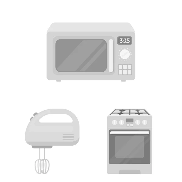 Types d'appareils ménagers icônes monochromes dans la collection ensemble pour la conception.Matériel de cuisine symbole vectoriel illustration web stock . — Image vectorielle