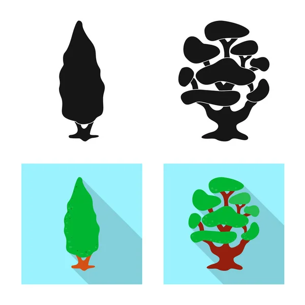 Ilustración vectorial de árbol y signo de la naturaleza. Conjunto de árbol y corona símbolo de stock para web . — Vector de stock